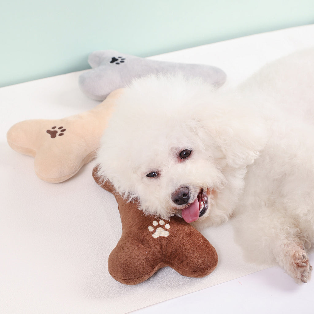 Juguete de peluche en forma de hueso para perros y gatos