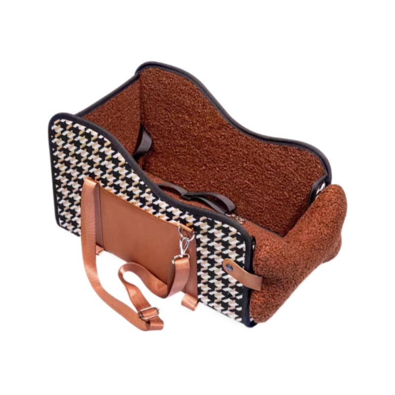 Asiento de coche para perros pequeños – Houndstooth