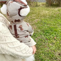 Abrigo con gorro para perro pequeño, estampado de ositos y anilla