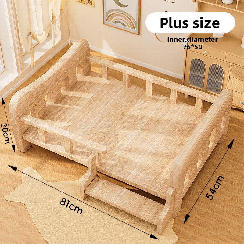 Cama elevada de madera para perros