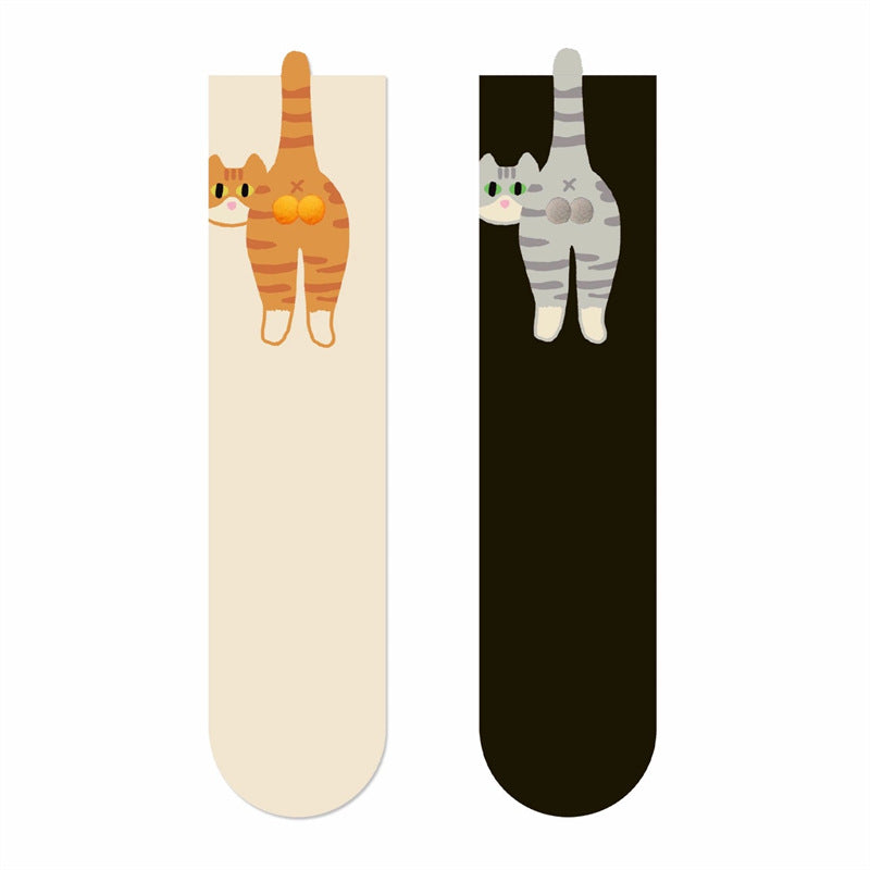 Calcetines con pompón de gato de dibujos 3D