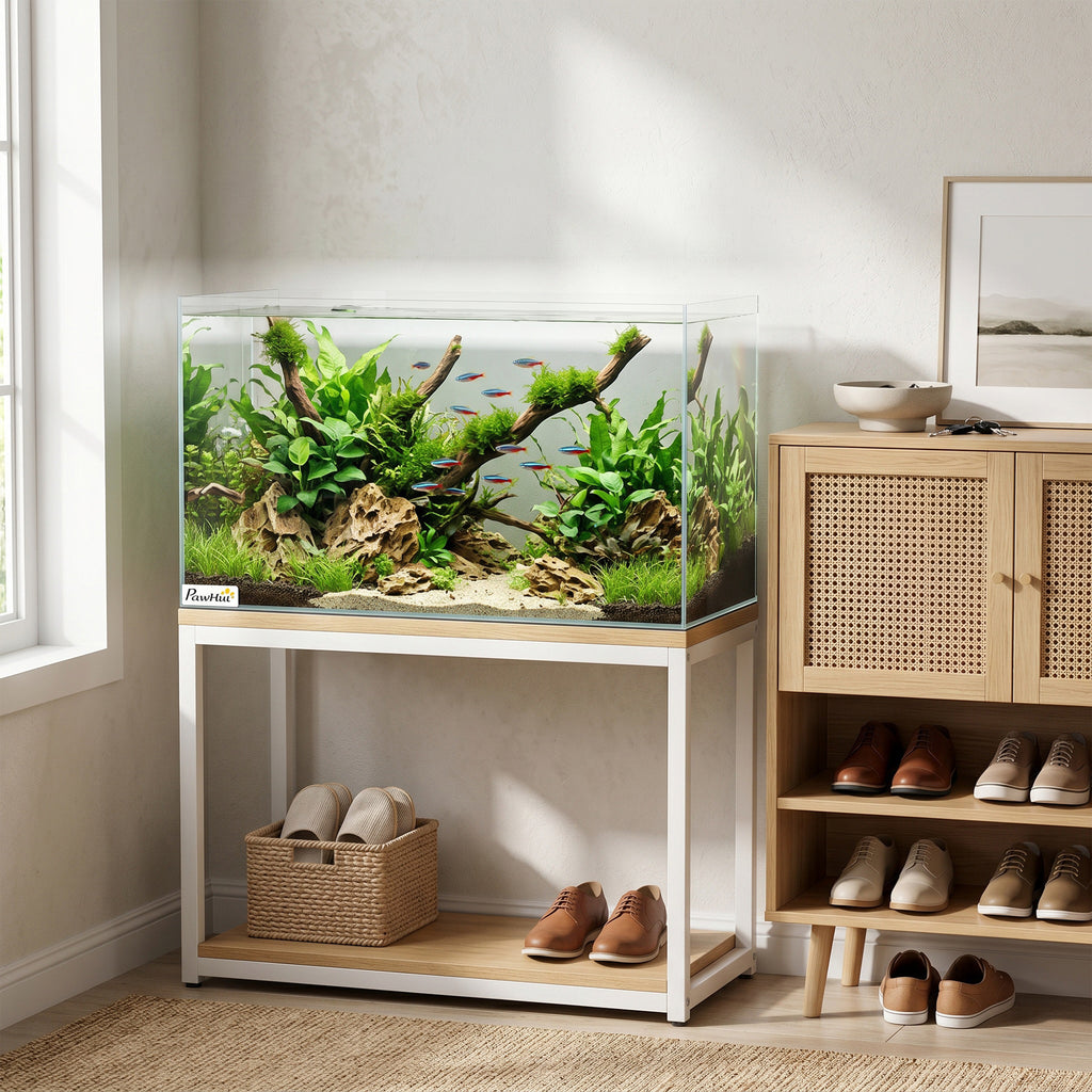 Acuario de vidrio templado de 43 litros con base