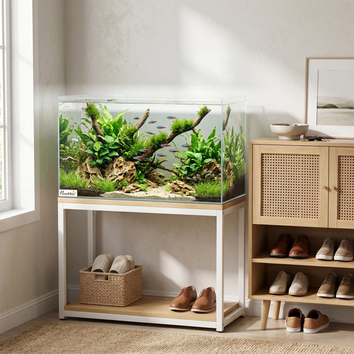 Acuario de vidrio templado de 43 litros con base