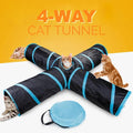 Túnel triple de juego para gatos con pelota