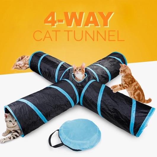 Túnel triple de juego para gatos con pelota