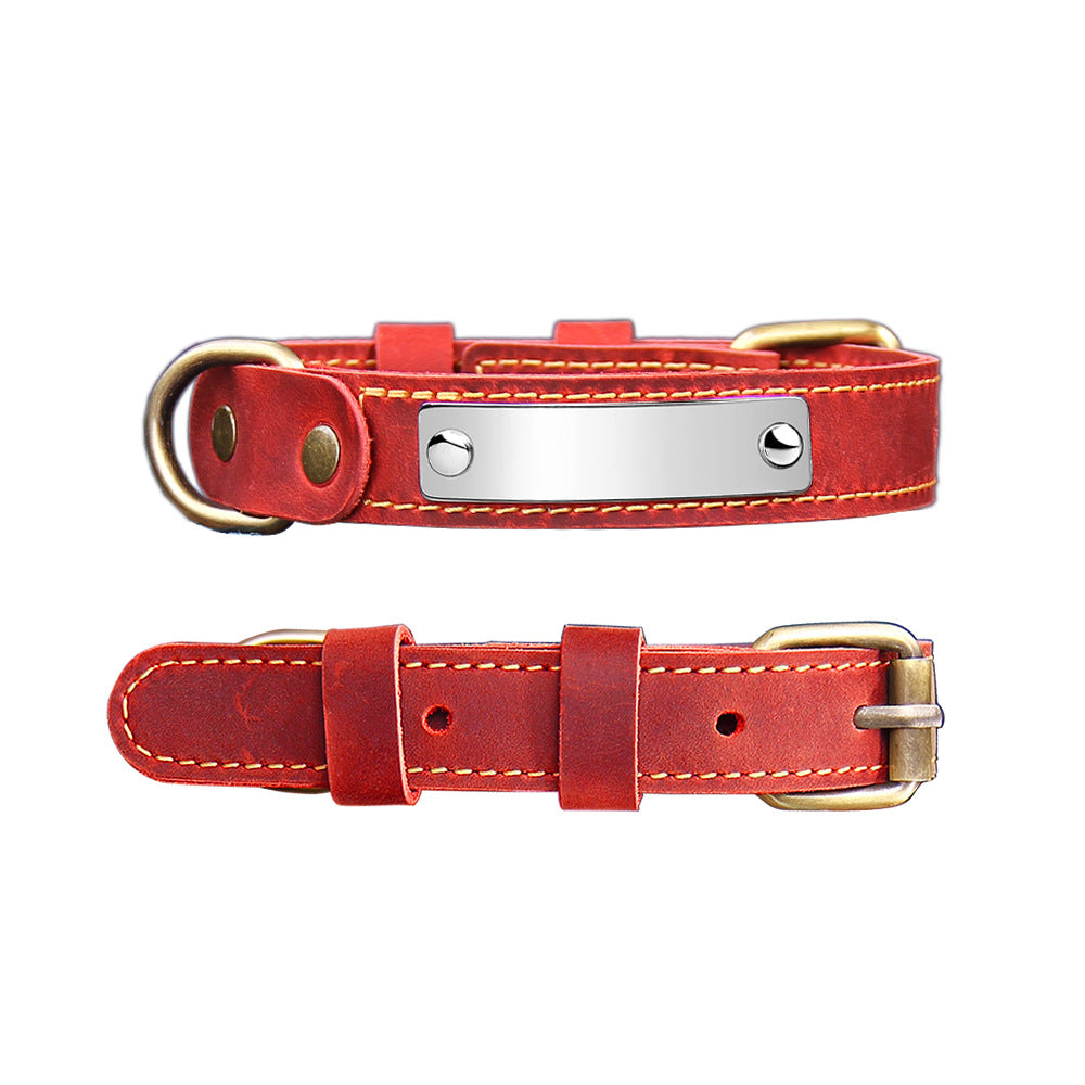 Collar de cuero auténtico resistente para perros