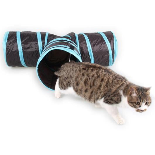 Túnel triple de juego para gatos con pelota