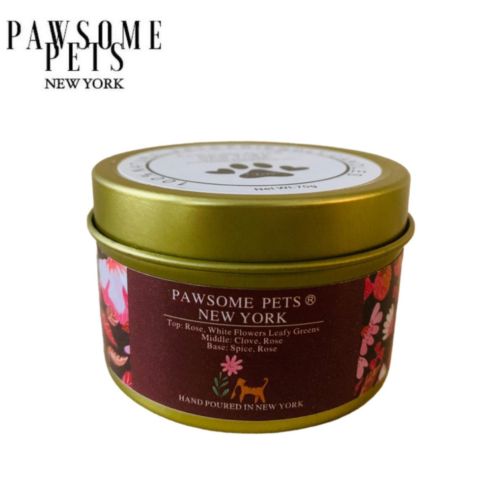 Vela aromática de rosa y hojas verdes Pawsome Pets New York