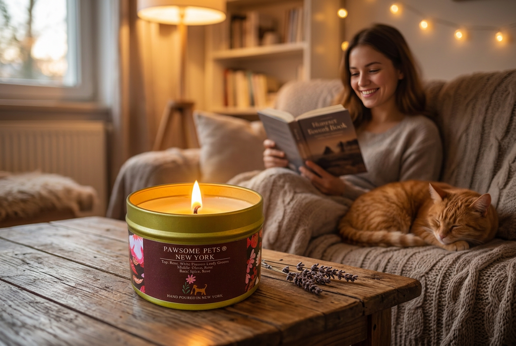 Vela aromática de rosa y hojas verdes Pawsome Pets New York