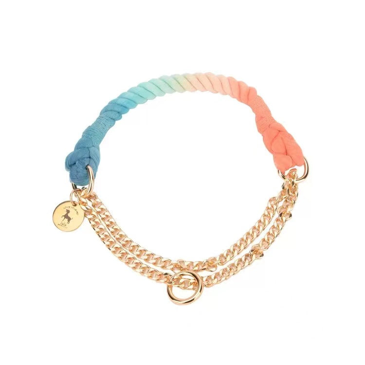 Collar de cuerda con cadena dorada Atardecer - Pawsome Pets New York