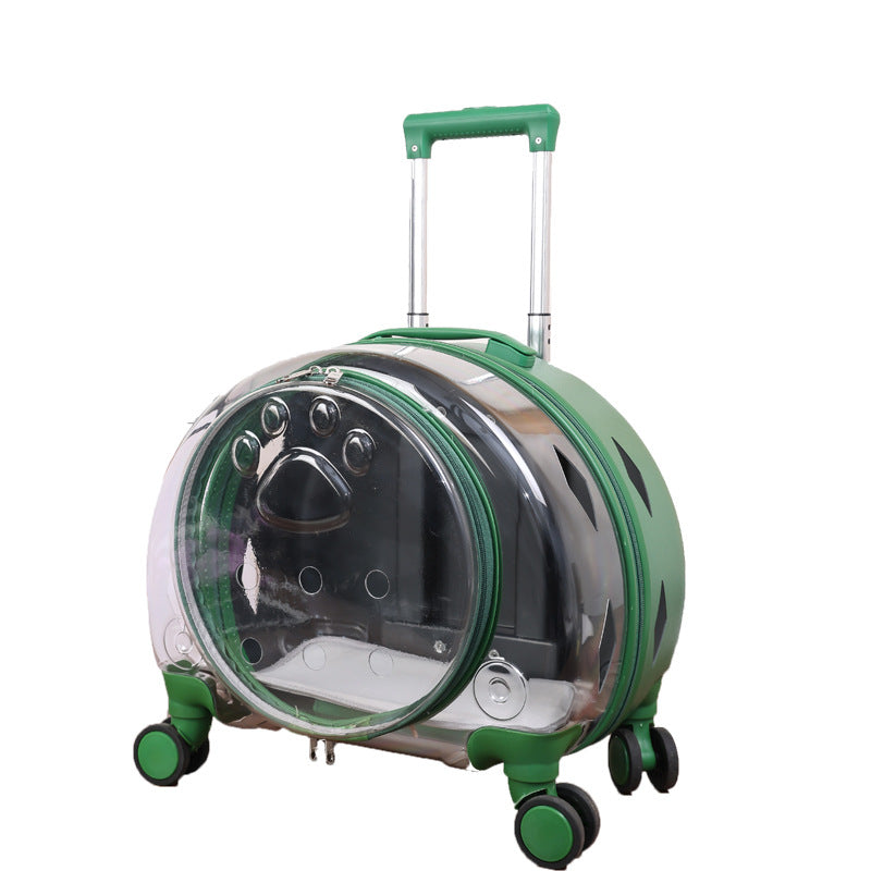 Transportín mochila transparente con ruedas para perros y gatos