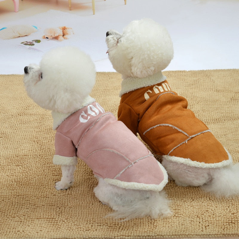 Abrigo de ante con borreguito para perro pequeño