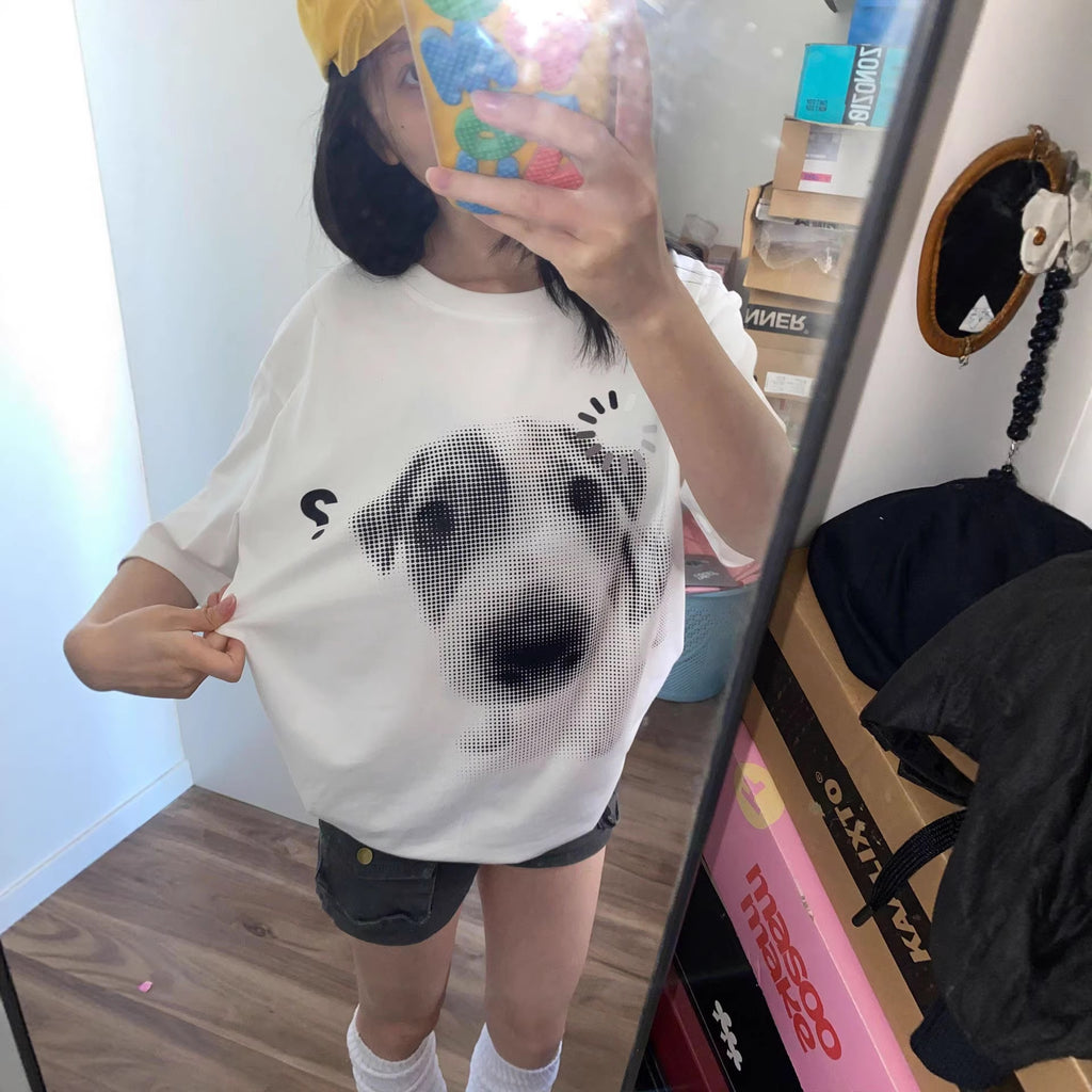 Camiseta de algodón con estampado de perros