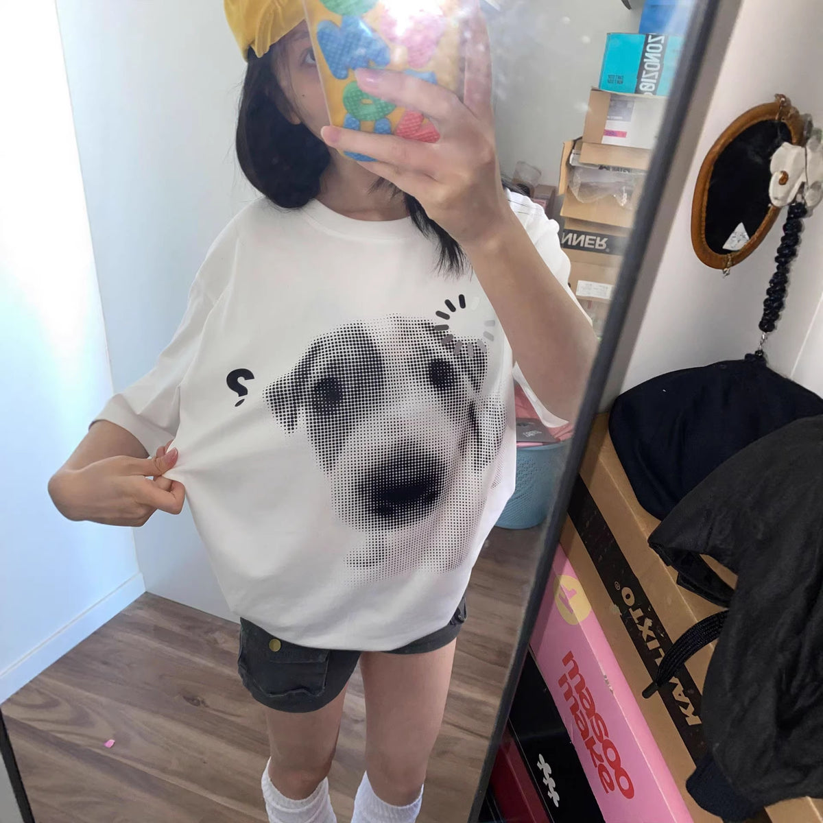 Camiseta de algodón con estampado de perros