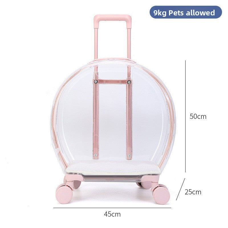 Transportín mochila transparente con ruedas para perros y gatos