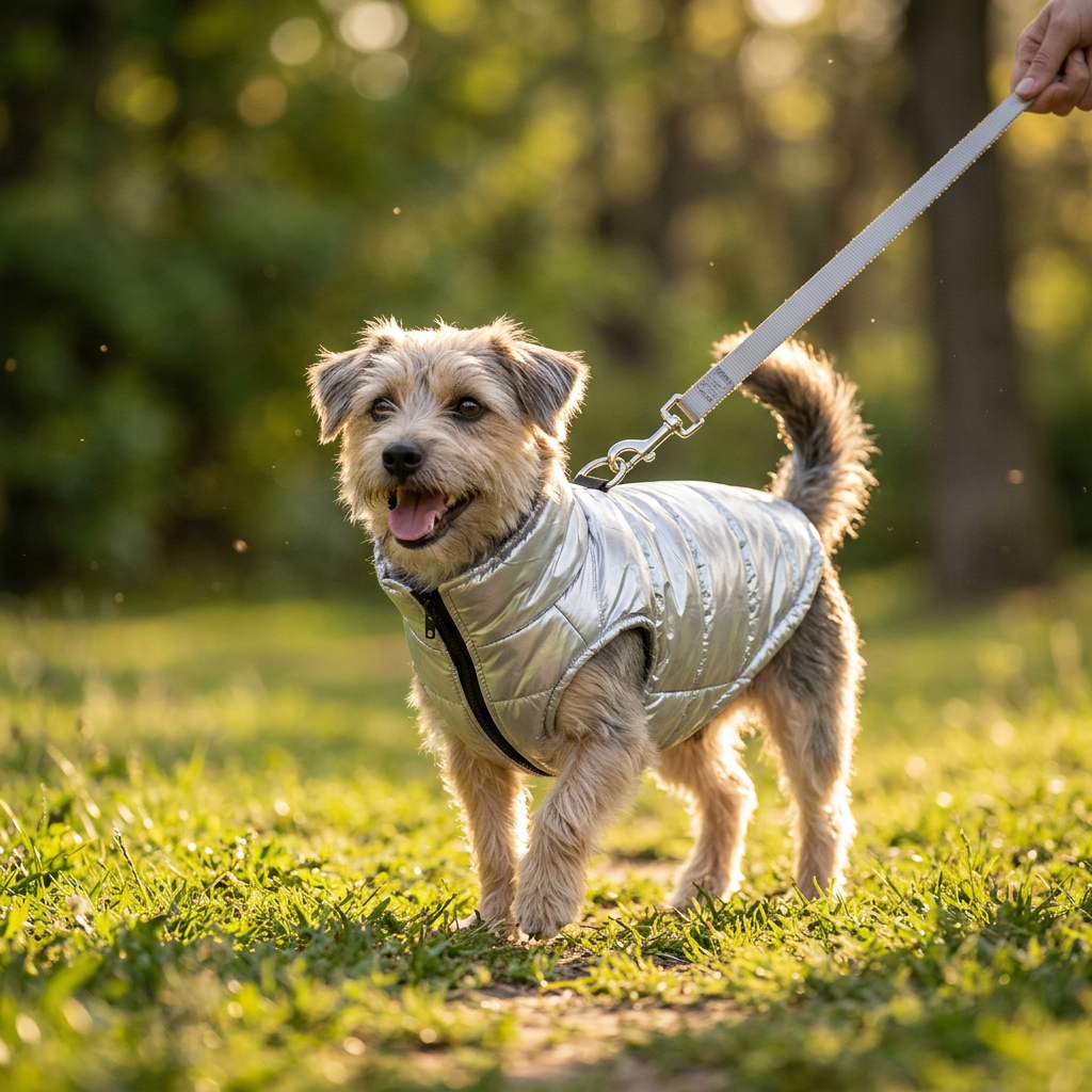 Chaleco acolchado impermeable para perro con anilla para correa