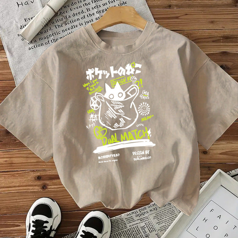 Camiseta de algodón con estampado de gatos