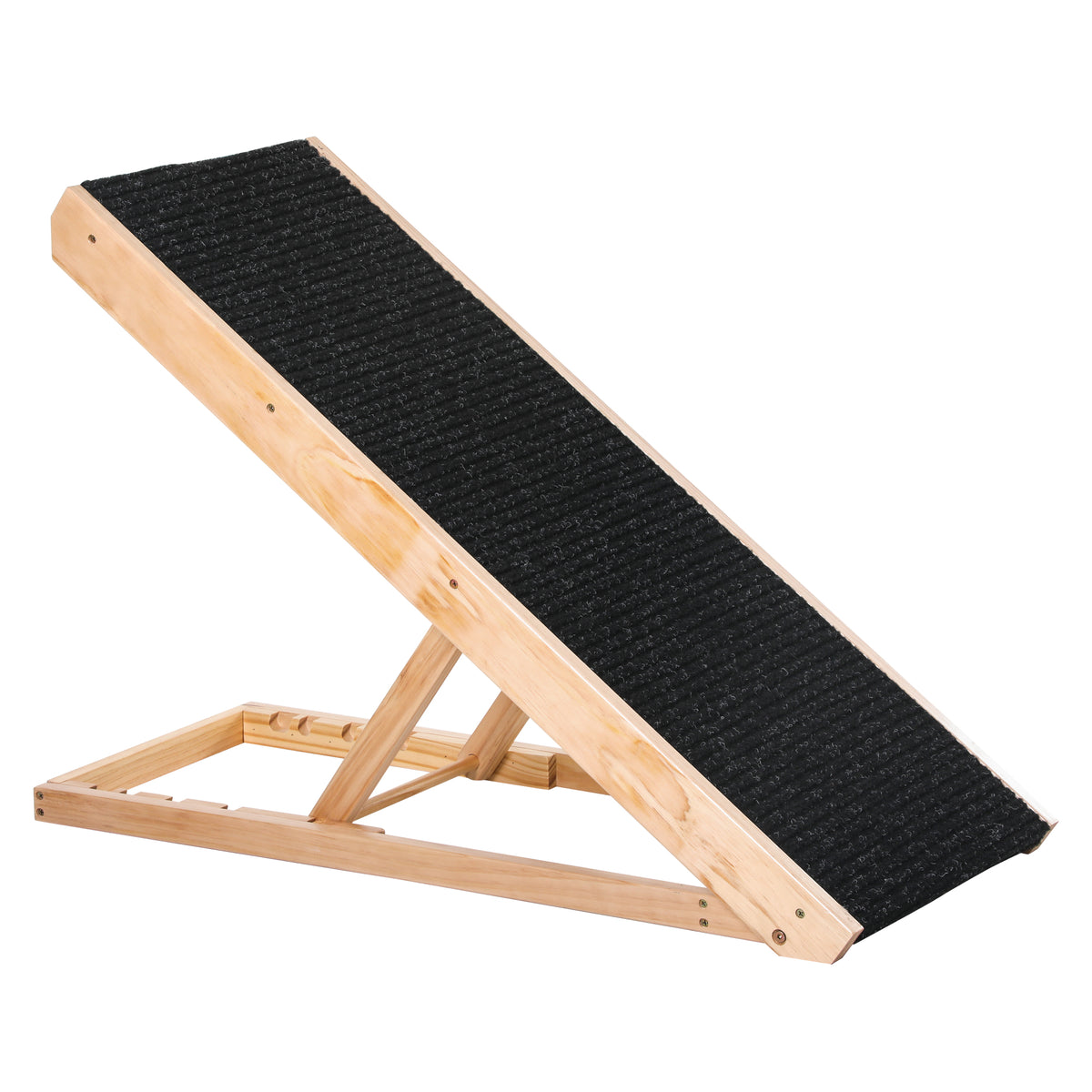 Rampa plegable de madera para perros y gatos, altura regulable 26-61 cm