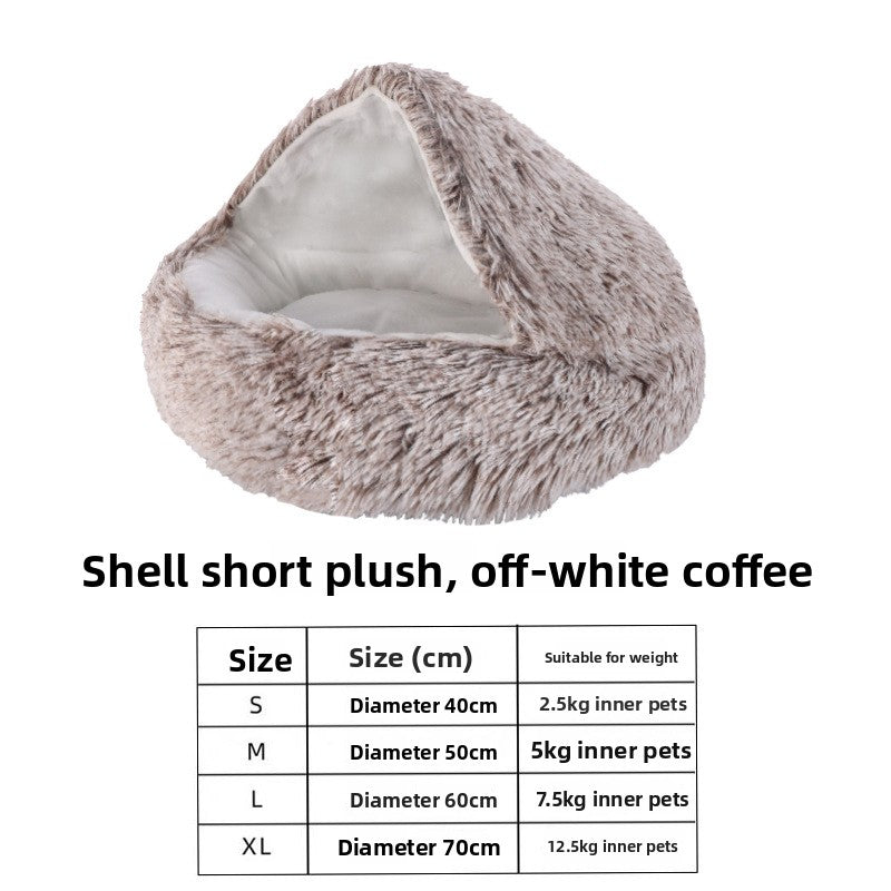 Cama mullida con forma de concha para perros y gatos
