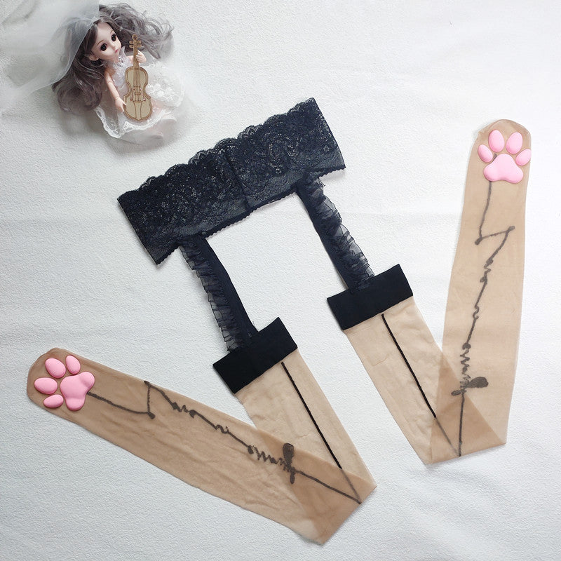 Calcetines con patas de gato 3D y almohadillas de silicona