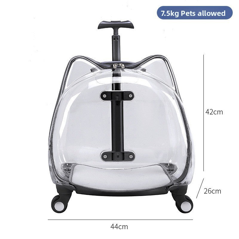 Transportín mochila transparente con ruedas para perros y gatos