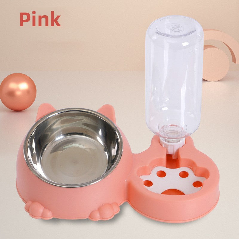 Comedero y Bebedero Automático de Dos Cuencos para Perros y Gatos en color rosa