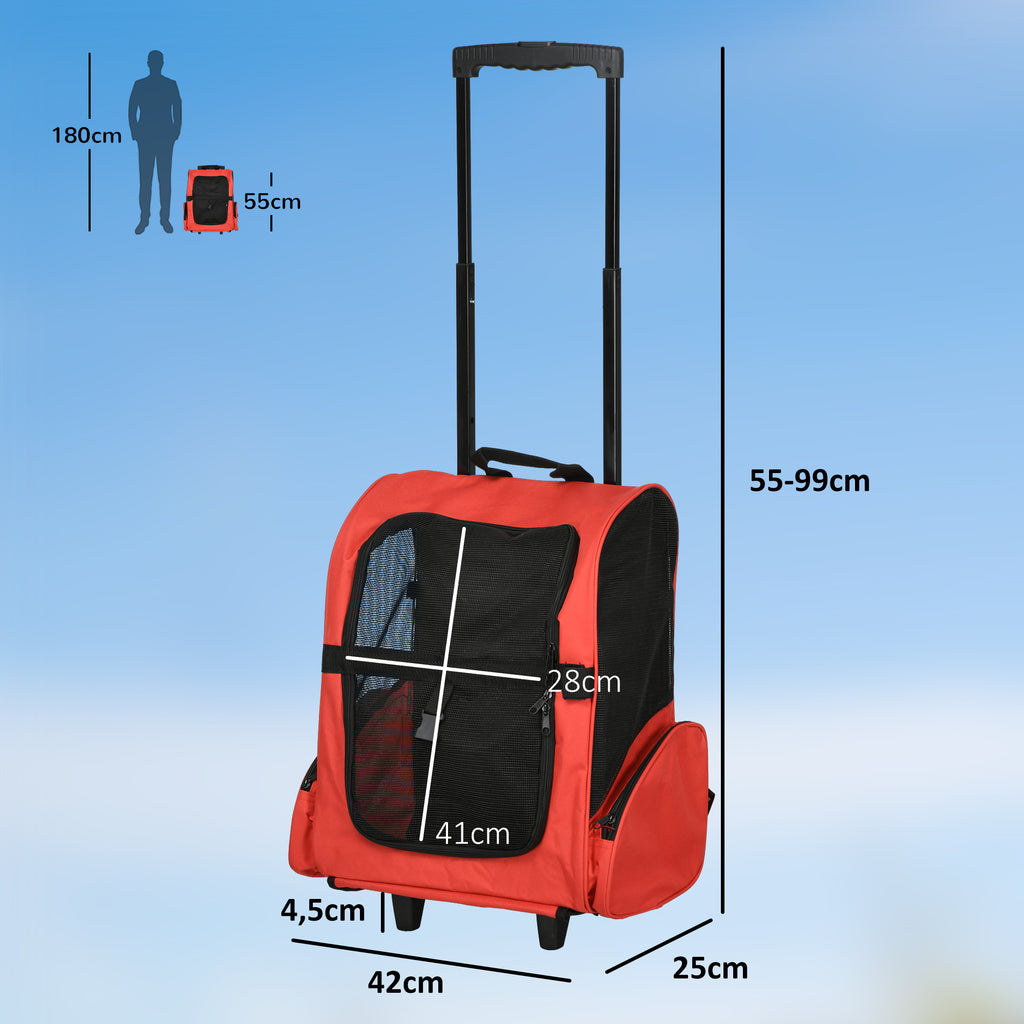 Transportín trolley 2 en 1 para perros y gatos