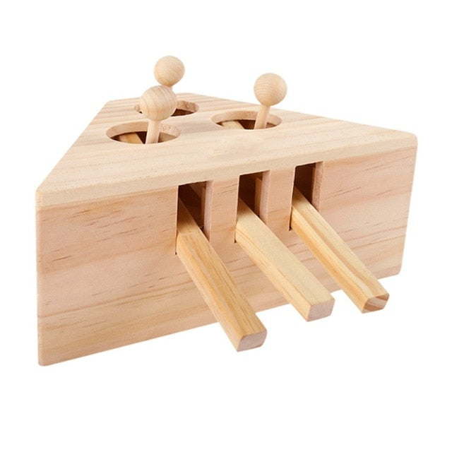 Laberinto interactivo de madera para gatos – Madera, tres agujeros