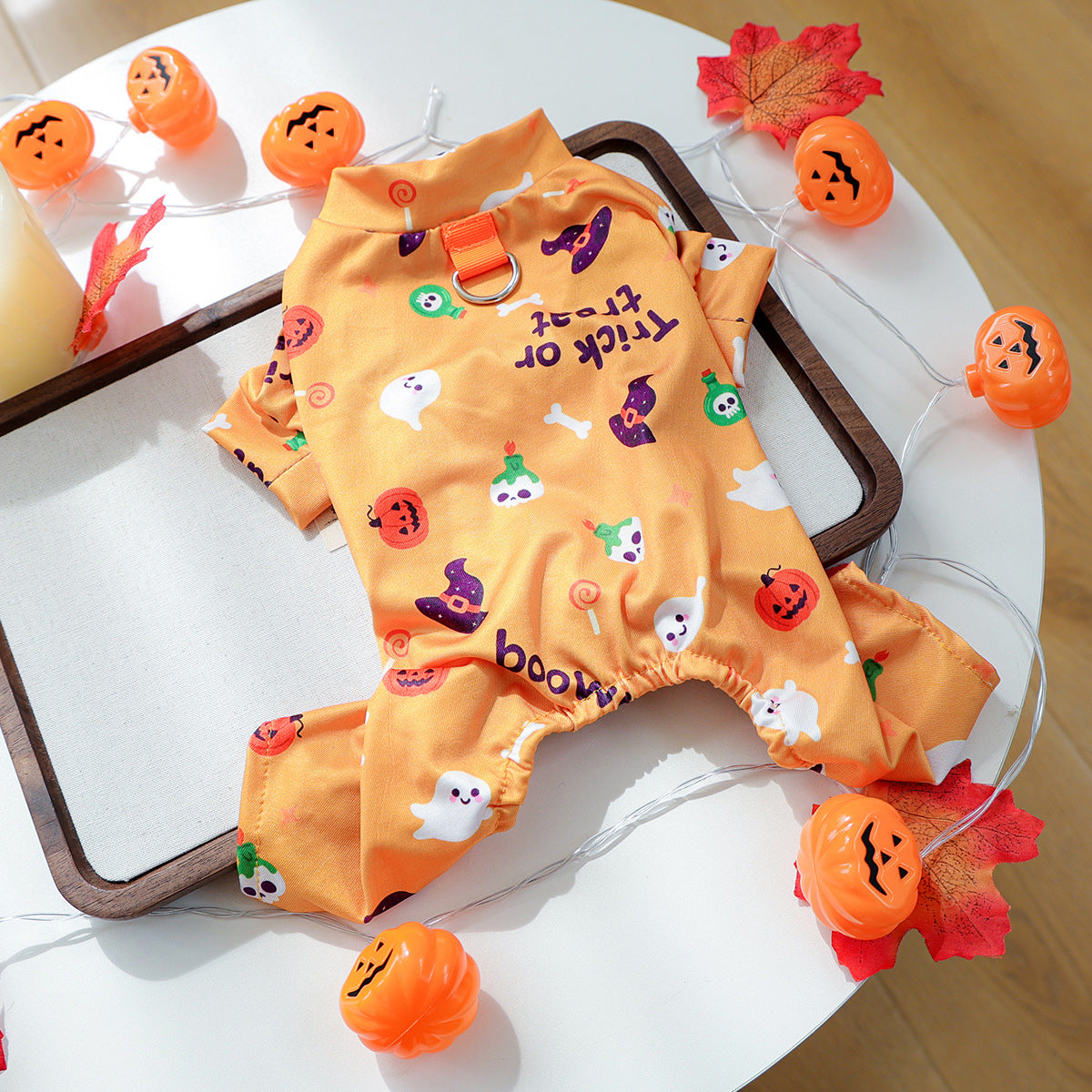 Ropa floral de Halloween para perros y gatos en color amarillo