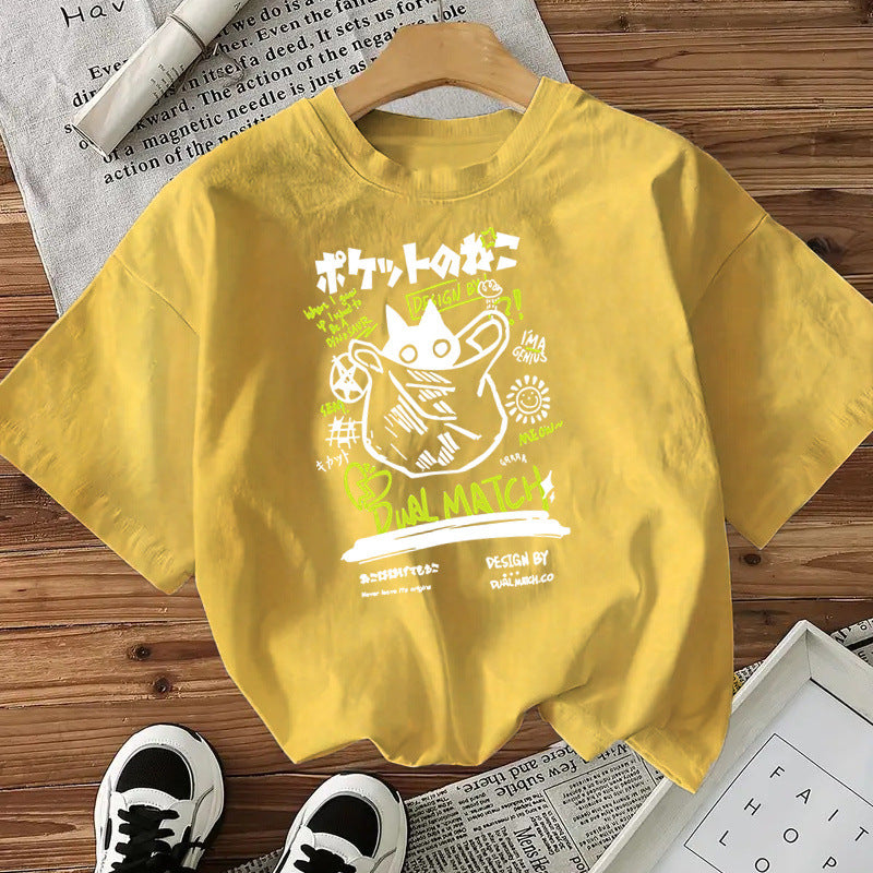 Camiseta de algodón con estampado de gatos