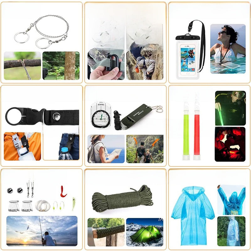 Kit de supervivencia y botiquín de montaña en bolsa táctica