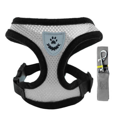 Arnés ajustable con collar y correa para perros pequeños y gatos, nylon