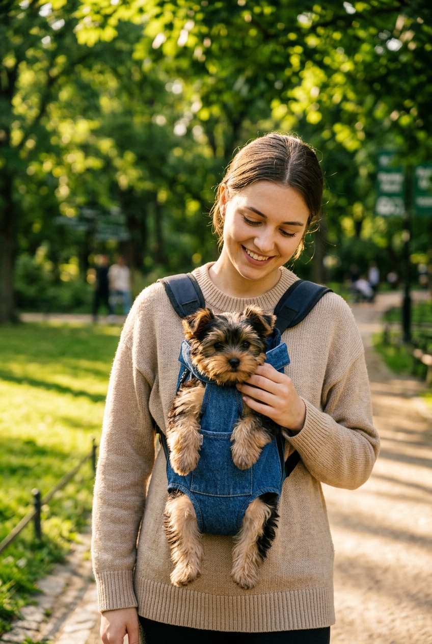 Mochila delantera vaquera para gatos y perros pequeños