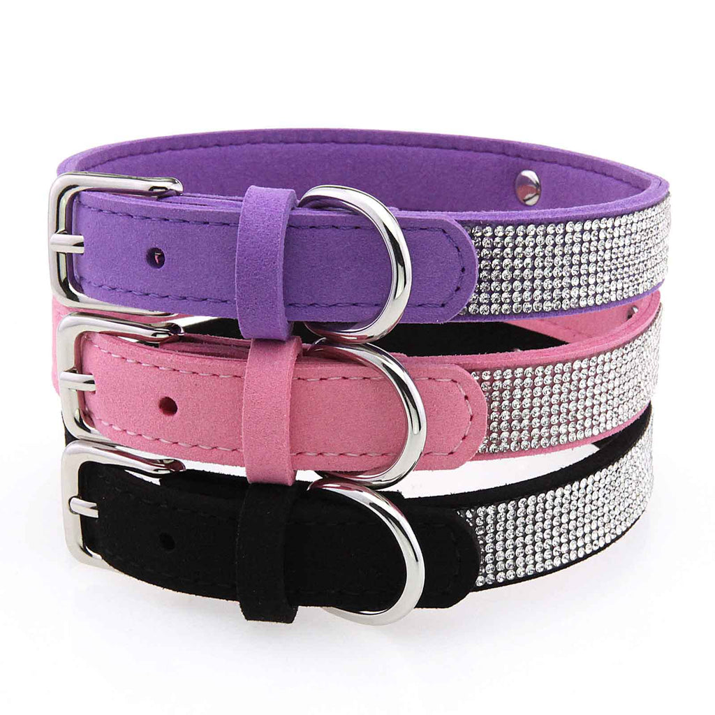 Collar ajustable con brillantes para perros y gatos