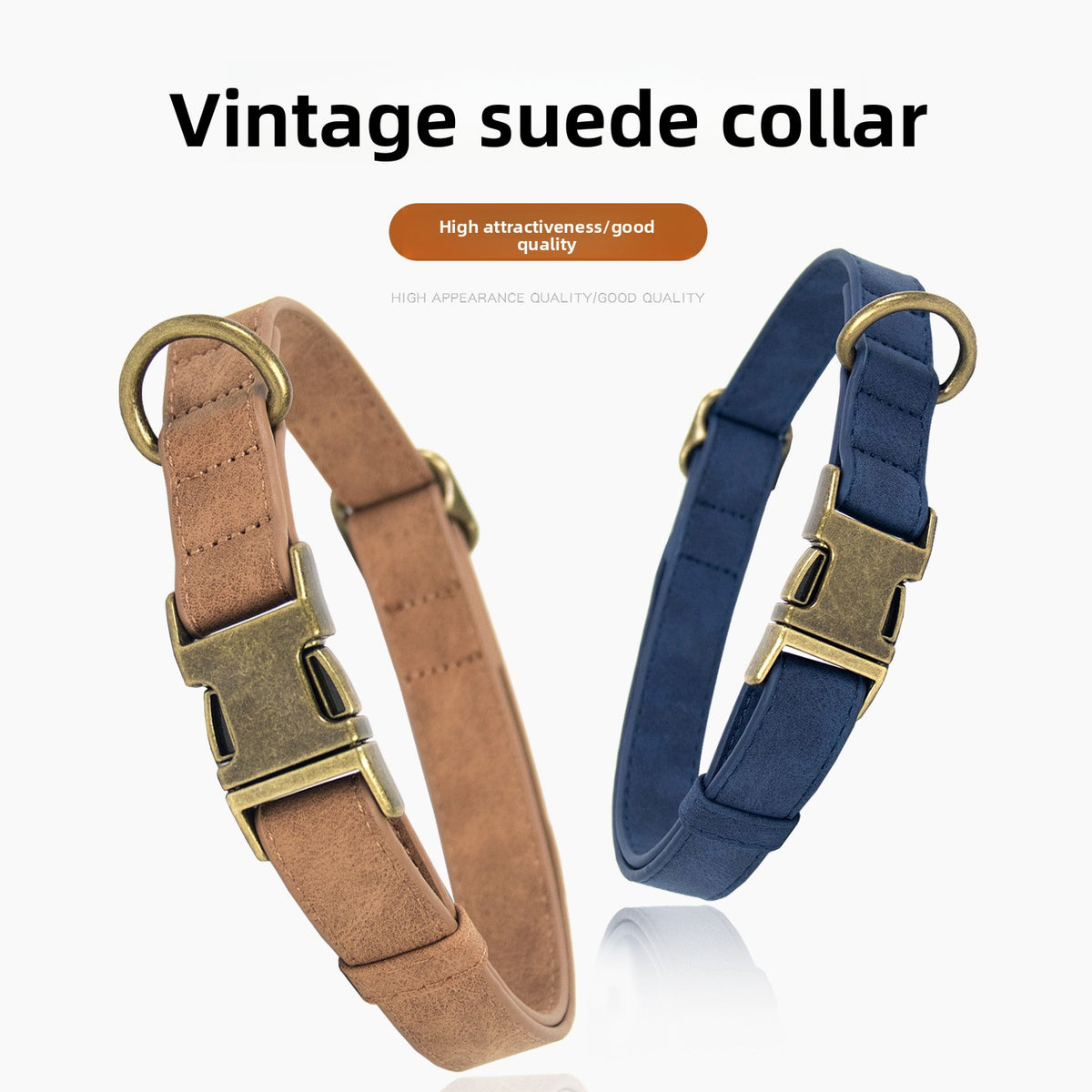 Collar y correa retro de piel sintética para perros