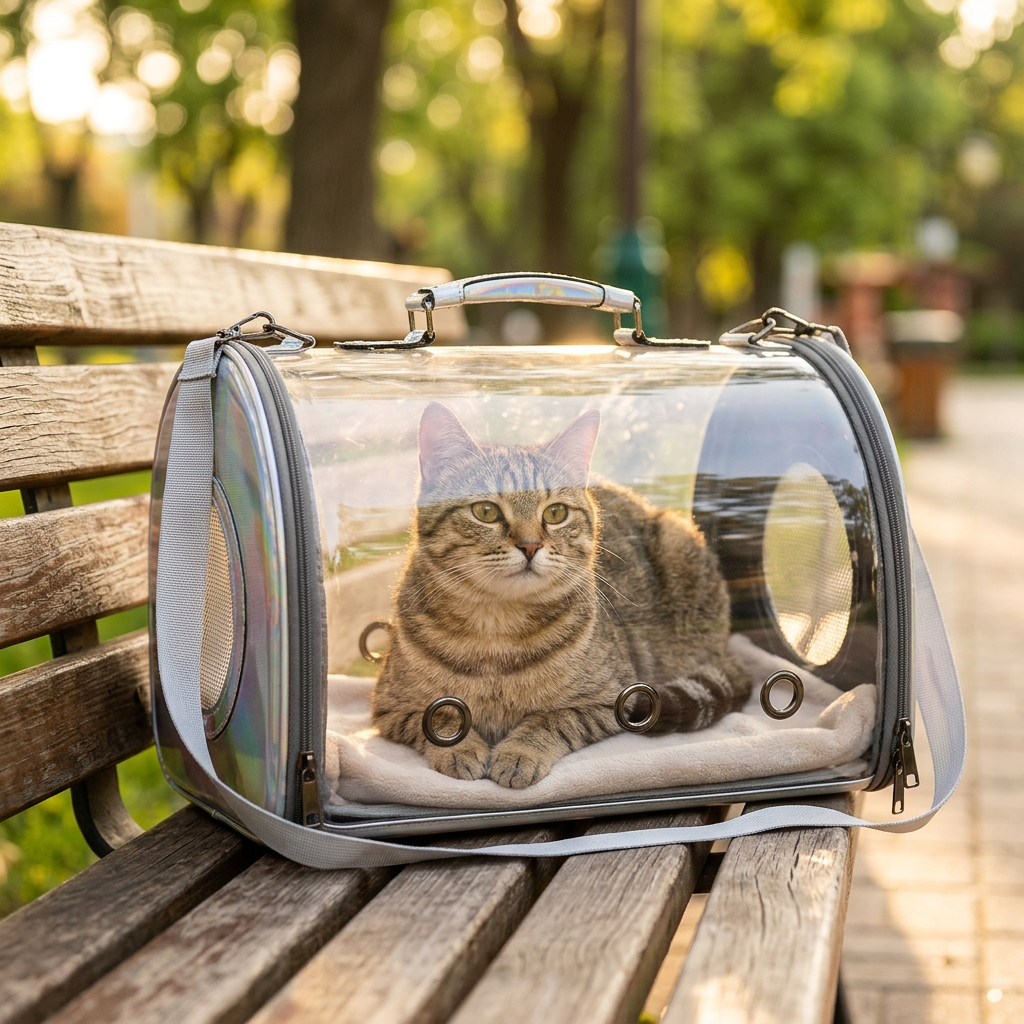 Bolso transportín transparente para gatos y perros pequeños