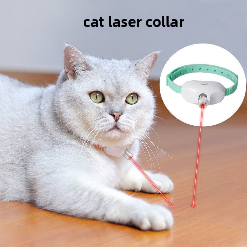 Collar láser interactivo para gatos con juguete de plumas