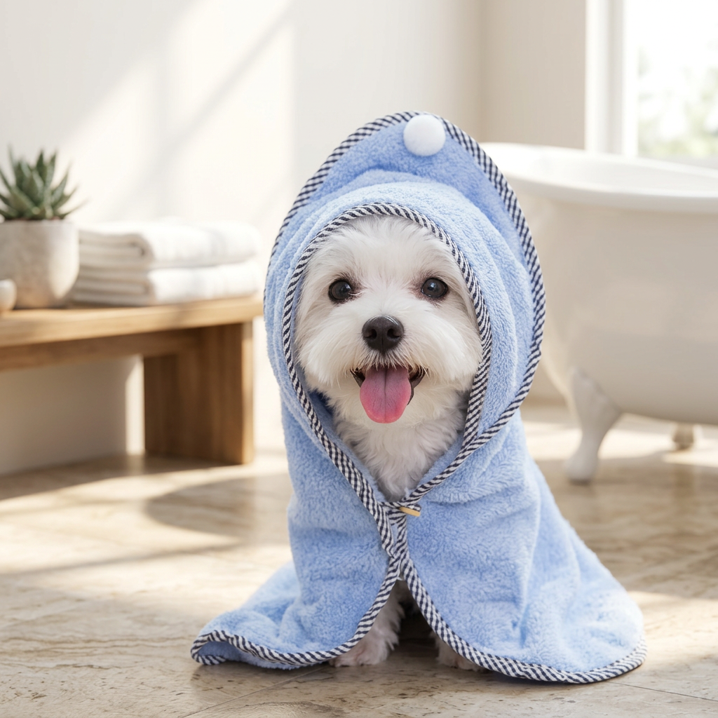 Albornoz con capucha para gatos y perros pequeños