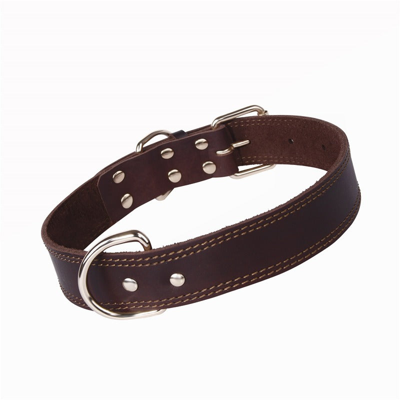 Collar de cuero para perros medianos y grandes con hebilla