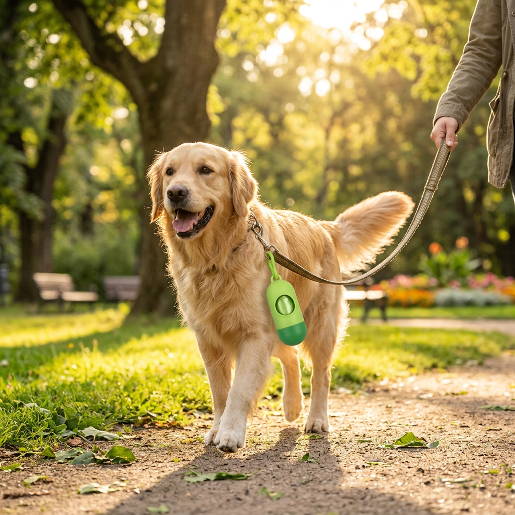 Dispensador de bolsas para excrementos de perro con mosquetón