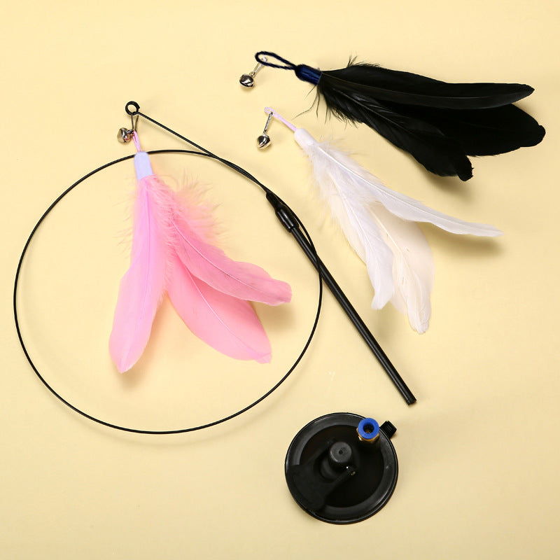 Juguete para gatos con plumas y ventosa