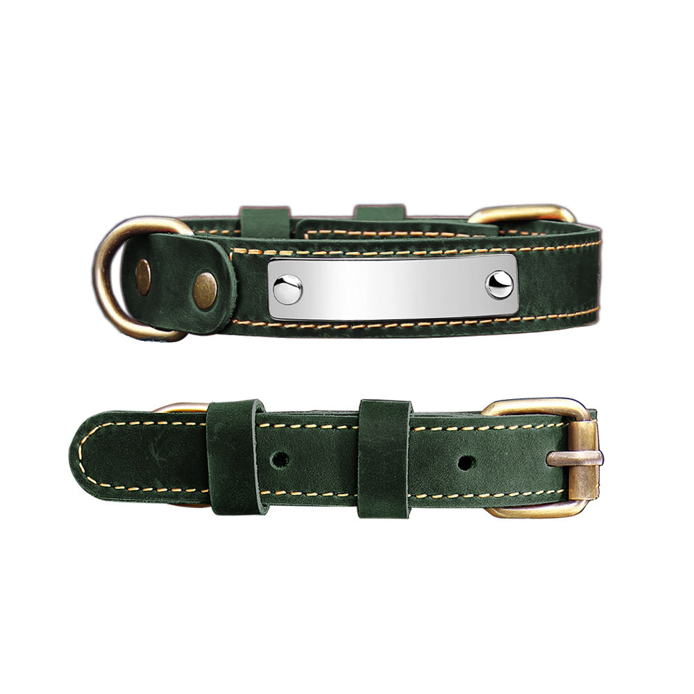 Collar de cuero auténtico resistente para perros