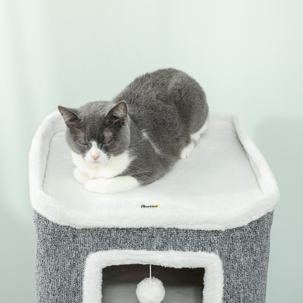 Árbol para gatos de 4 niveles con refugios, gris