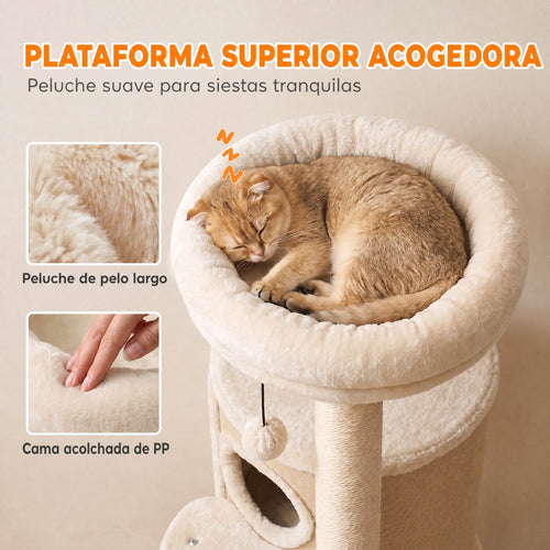 Árbol rascador para gatos de 4 niveles con dos nichos