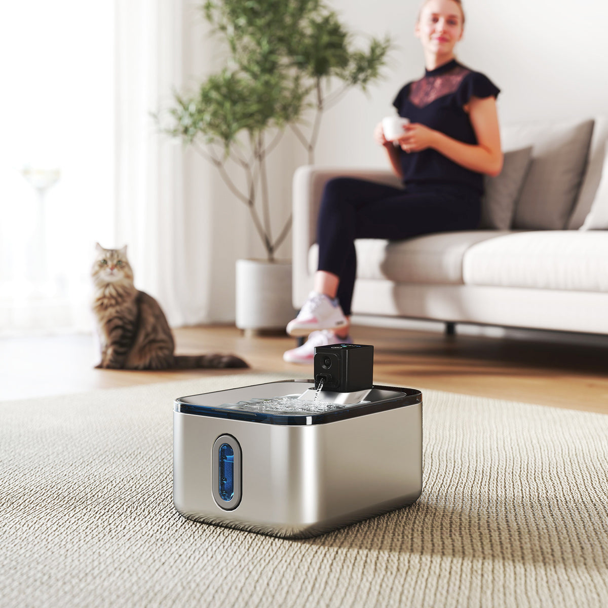 Fuente de agua automática para gatos de acero inoxidable 5 l