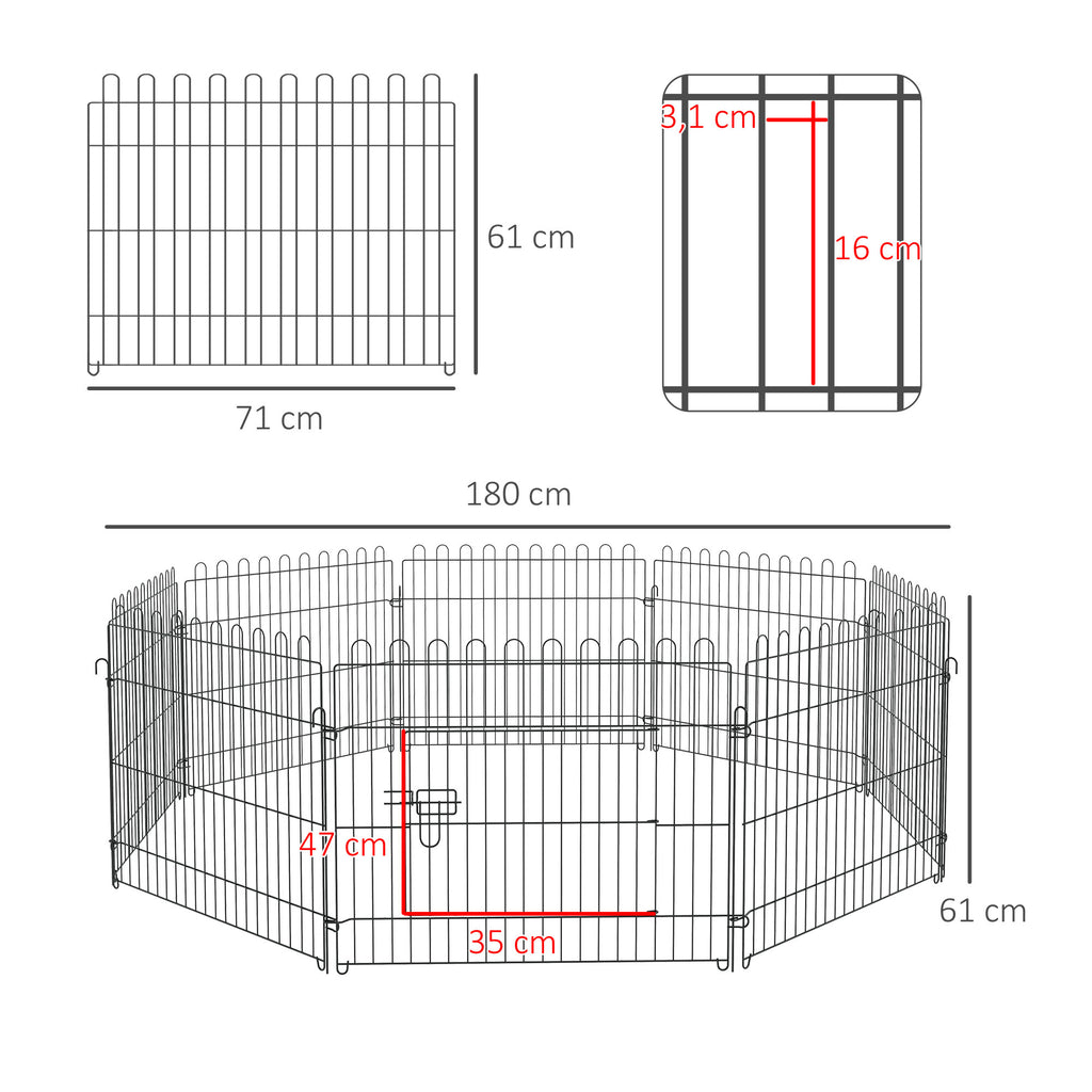 Parque modular de metal para perros y mascotas, 8 paneles
