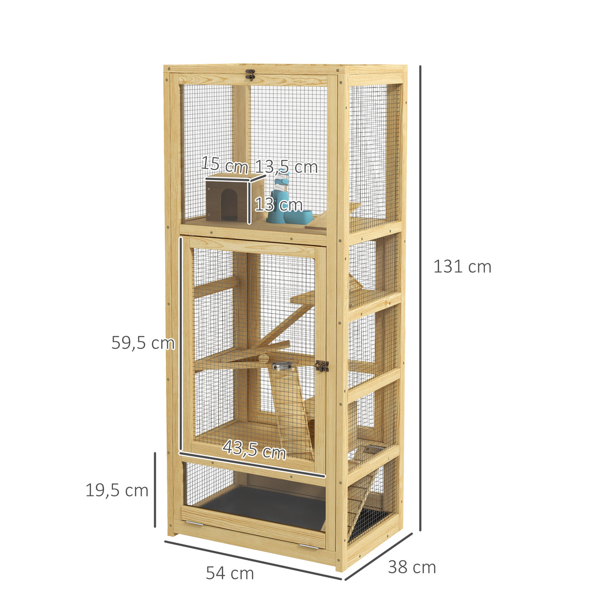 Jaula de madera para hámster de 5 niveles