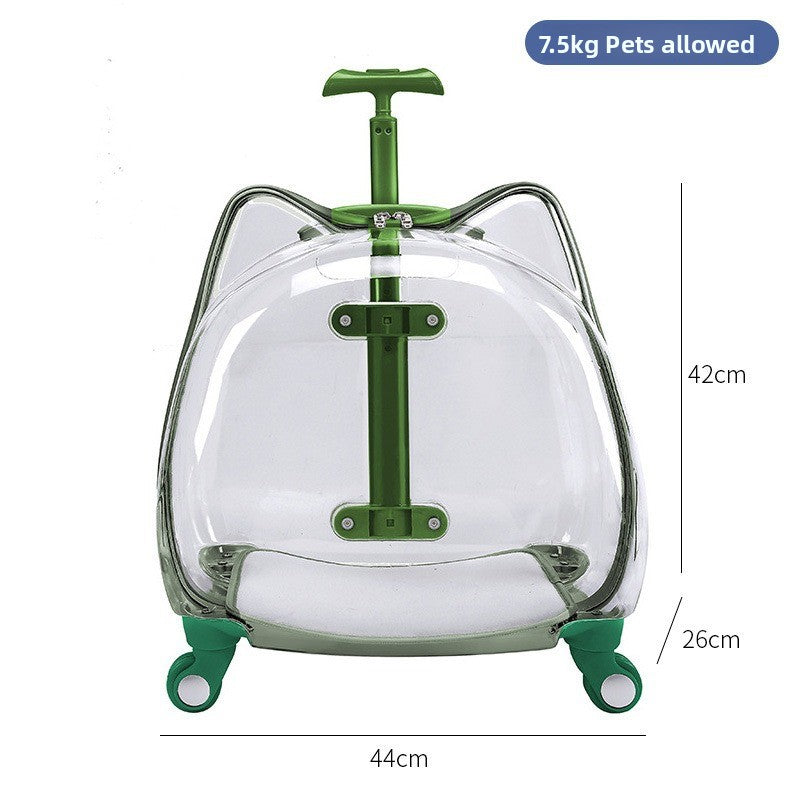 Transportín mochila transparente con ruedas para perros y gatos