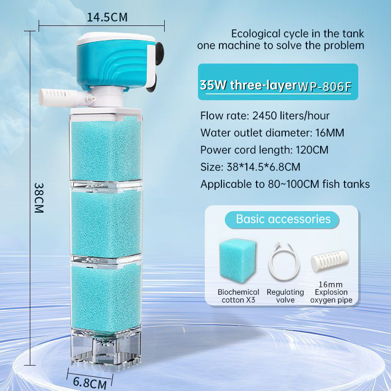 Pack de 3 filtros de esponja para acuario con bomba 4 W