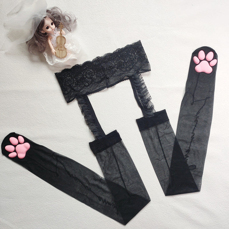 Calcetines con patas de gato 3D y almohadillas de silicona